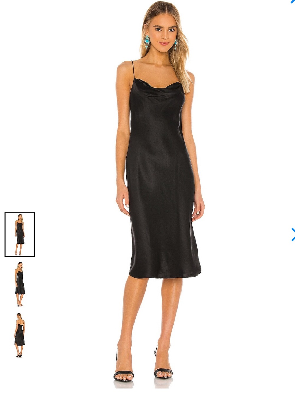 Nili Lotan Black Satin Cowl Slip Dress